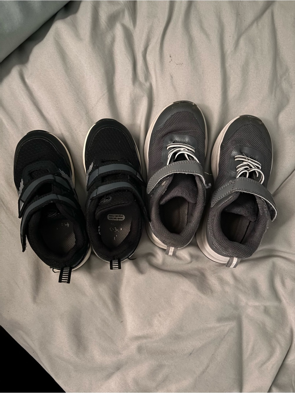 Kids Black and Gray Lightweight Sneakers with Velcro Straps